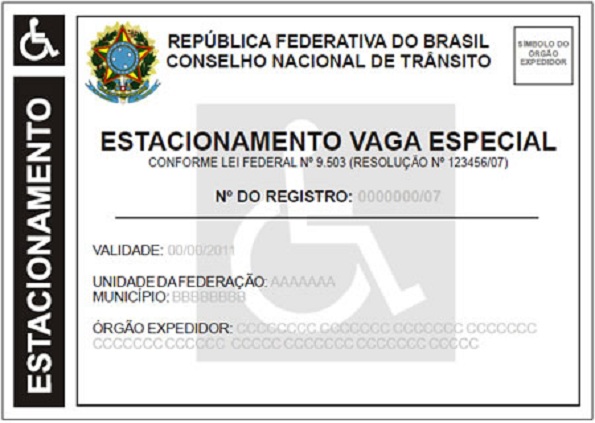 Credencial de estacionamento para pessoas com deficiência