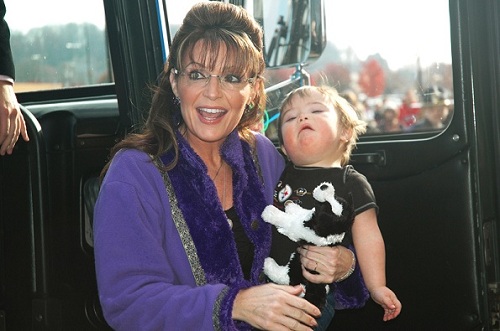 Sarah Palin e seu filho Trig Palin