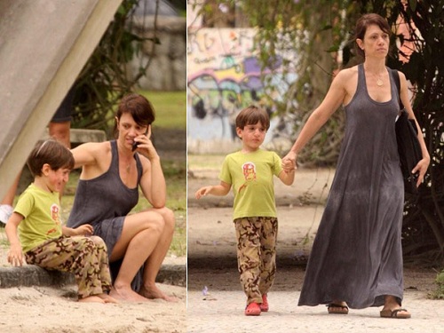 Bel e o filho Davi (quando tinha 4 anos), na Lagoa Rodrigo de Freitas, RJ.