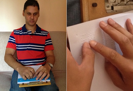 Edson levava dois dias para transcrever as aulas da faculdade para o braile (Foto: Ana Carolina Moreno/G1)