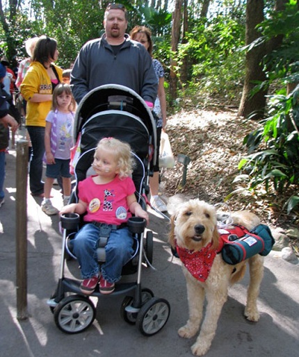 Alida visitando um parque florestal com a família