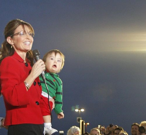 Sarah Palin e seu filho Trig Palin