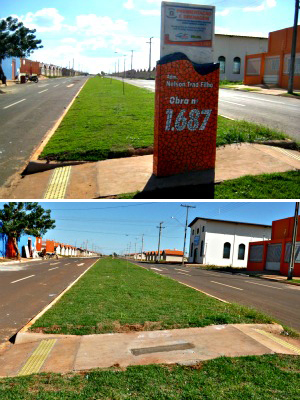 Antes e depois do totem em bairro de Campo Grande (Foto: G1 Reprodução)