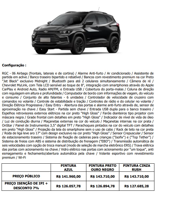 chevrolet tracker pcd