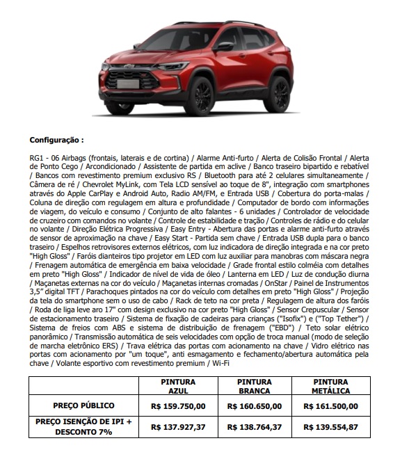 chevrolet tracker pcd